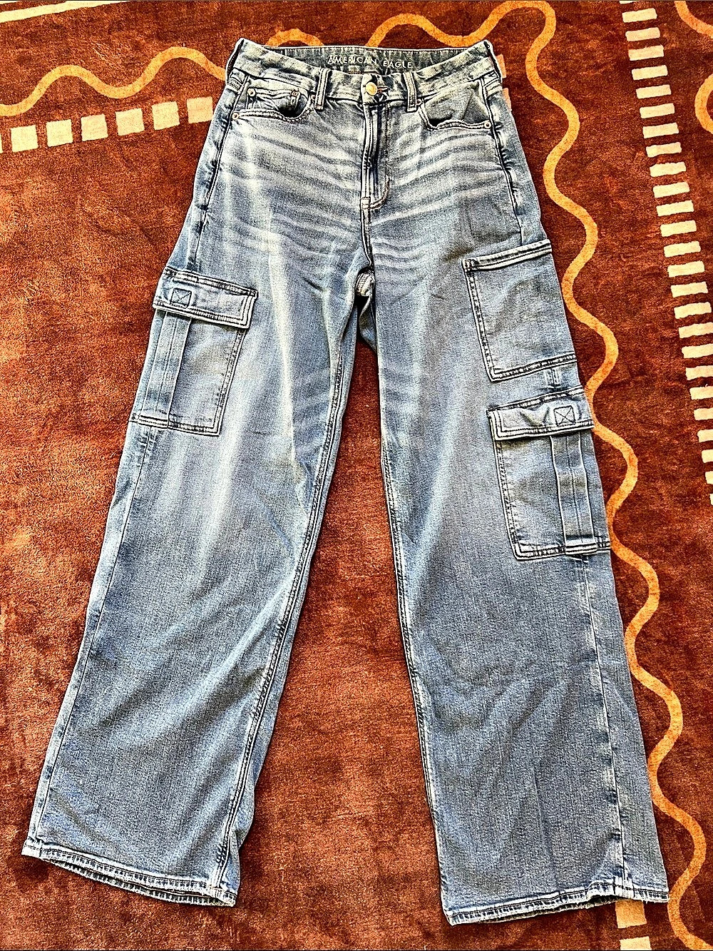 4 Long American Eagle Curvy Super High-Rise Baggy Wide Leg Wide Leg Jeans